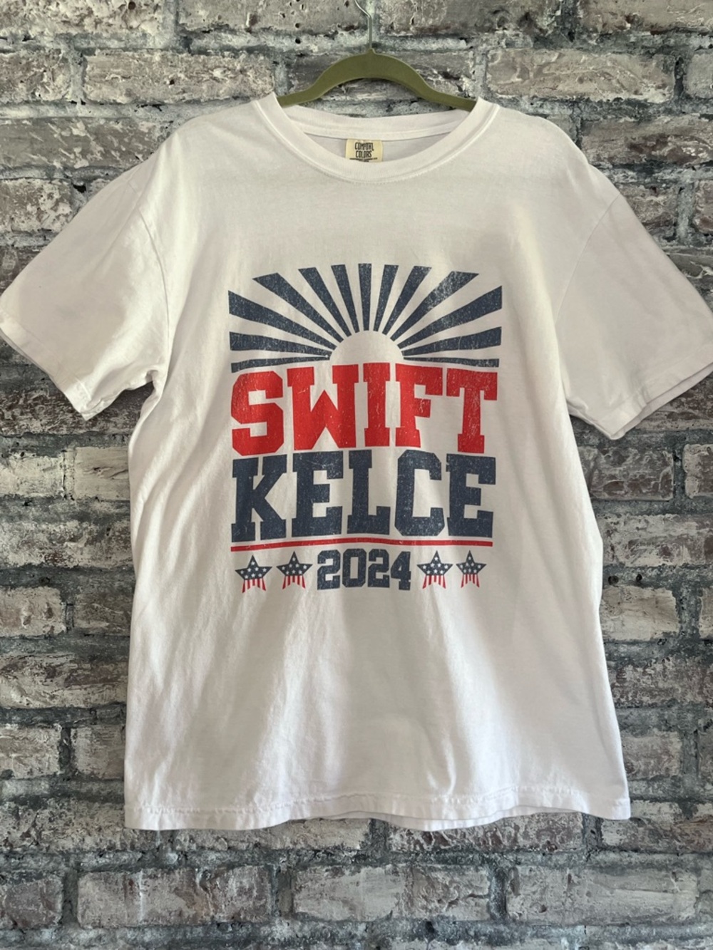 Comfort Colors Swift Kelce 2024 GraphicTeeRed/Navy when the fairy tail began 😉